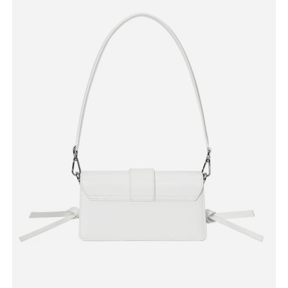 BRANDON BLACKWOOD Medium Nia White Hard Leather Shoulder Bag w/ Silver Hardware - Picture 9 of 11